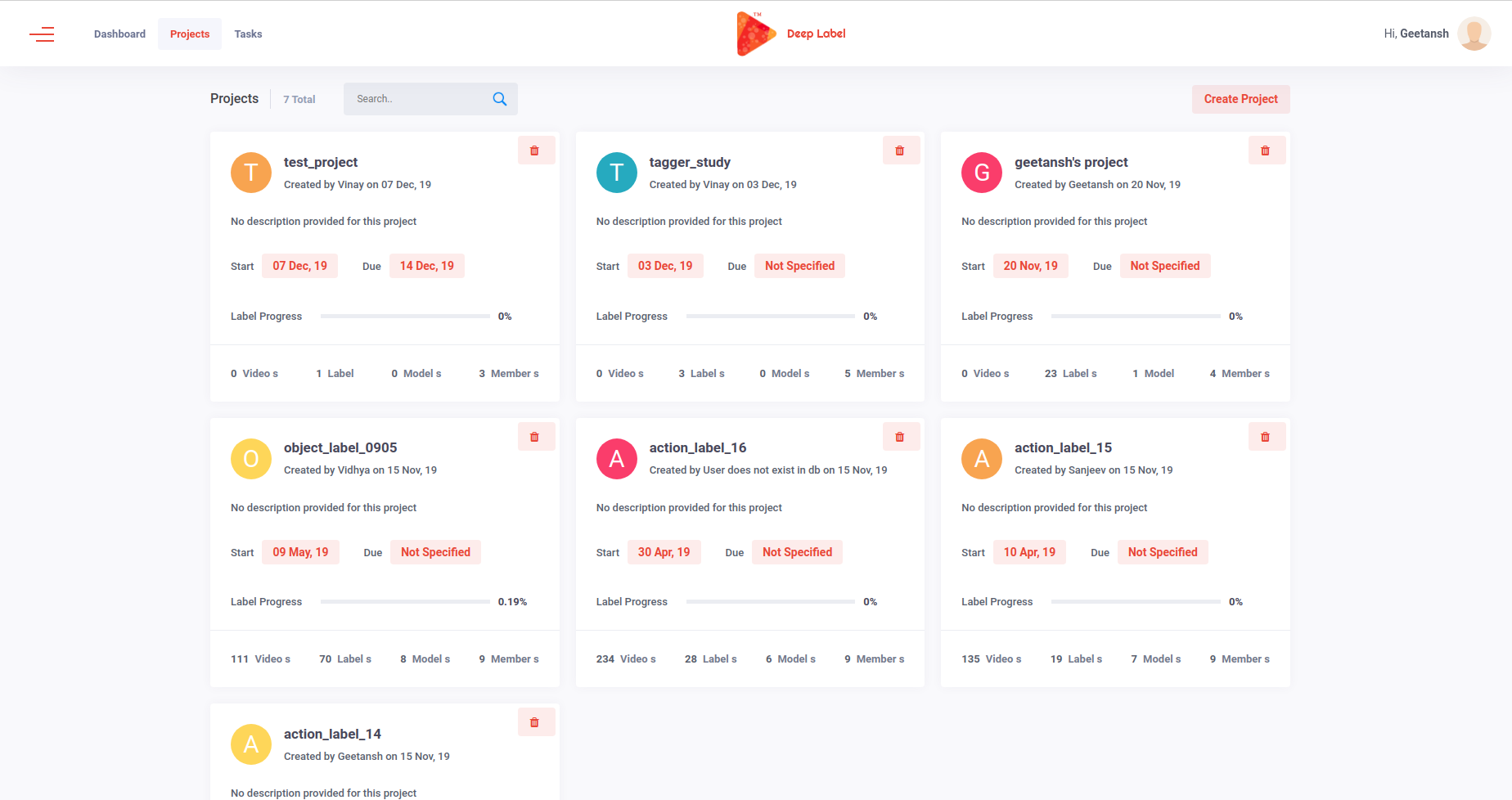 DeepLabel platform — video annotation interface